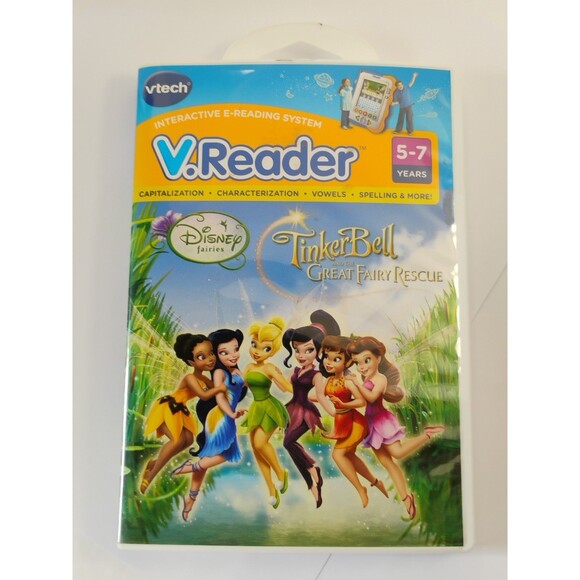 Vtech V Reader TinkerBell Great Fairy Rescue New Sealed 5-7 years Disney Manual - Picture 15 of 16